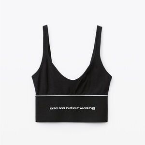 Alexander Wang logo elastic bra in ribbed jersey